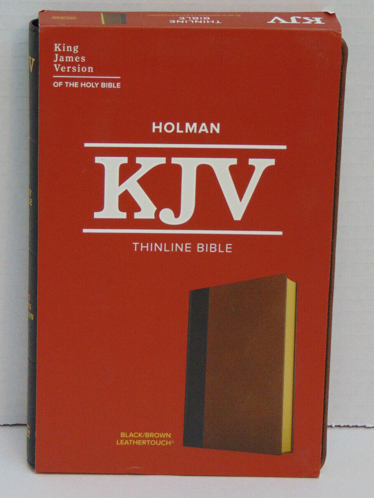 KJV Thinline Bible, Black/Brown Leather-Touch Cover, King James Version