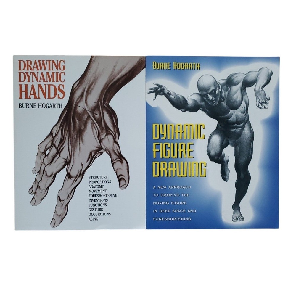 Drawing Dynamic Hands & Dynamic Figure Drawing Set Of 2 Books By Burne Hogarth
