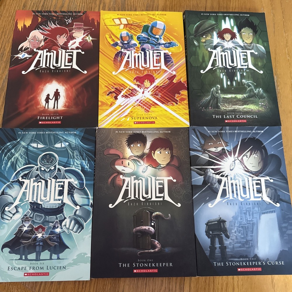 Lot 6 Amulet Books by Kazu Kibuishi – #1 2 4 6 7 8 Manga Bundle/set Scholastic