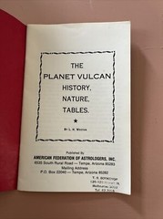 The Planet Vulcan History Nature Tables L.H. Weston Astrology Occult Pamphlet
