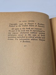 On Final Ground By Harold Bosley 1946 Hardcover Book