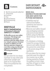 BREVILLE BCI600XL Ice Cream Maker Instruction Manual BINDER – TOUGH FRONT & BACK