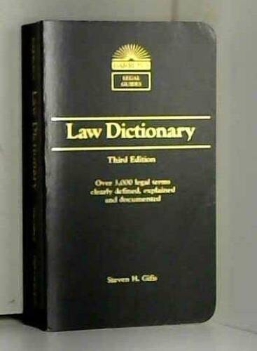 Law Dictionary (Barrons Legal Guides) – Paperback By Steven Gifis – VERY GOOD