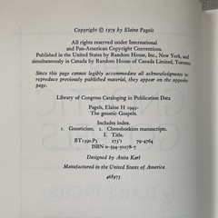 The Gnostic Gospels by Elaine Pagels 1979 HC DJ First Edition