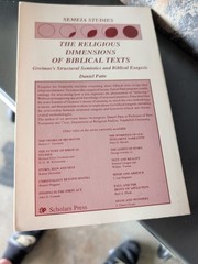 VG! Religious Dimensions of Biblical Texts by Daniel Patte Paperback