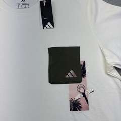 Adidas Shirt Men XL Off White MT Lens Pocket Graphic Loose Fit Cotton Basketball