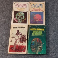 Vintage Agatha Christie Paperback Book Lot of 4 Poirot Mysteries Dell 60s 70s