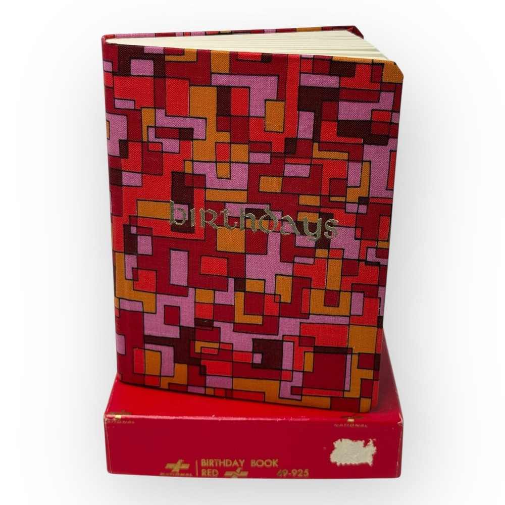 1958 Joseph F. Goodavage Horoscope Birthday Book MCM Mod Geometric Fabric NOS