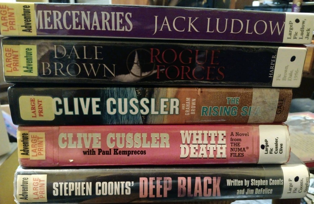 Lot Of 5 Large Print Adventure Books Fiction
