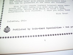 Gambling Tricks with Dice Nick Trost Book 1975 30 pages Free Shipping