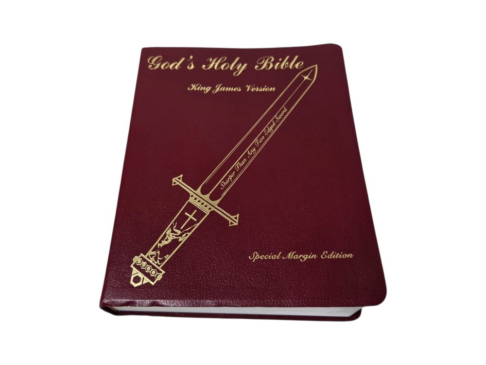 God’s Holy Bible KJV Special Margin Edition LARGE PRINT 1999 Burgundy Red Letter