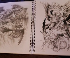 BLACK & GREY TATTOO FLASH BOOK BODY ART SKETCH