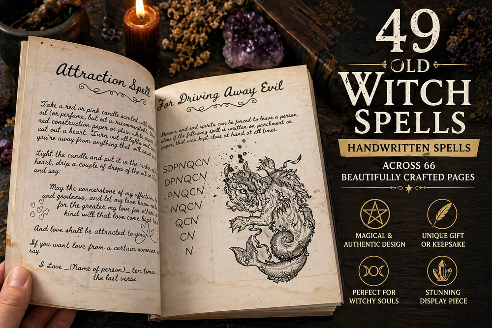 Old Handwritten Witchcraft Spell book – Grimoire for Wicca & Magick Witch Wiccan