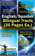 Bible, Gospel Tracts in English/Spanish, Pack of 40 in 4 Covers, 20 Pages Each.