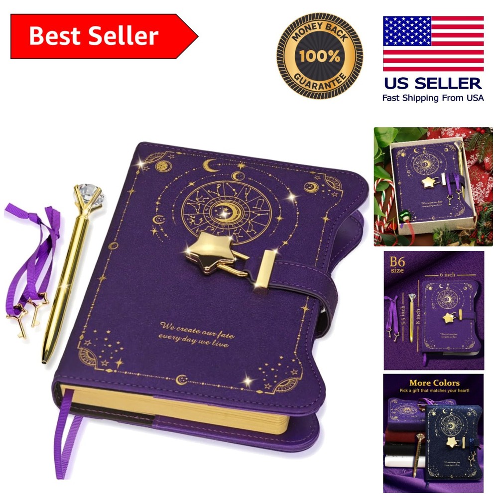 Inspirational Faux Leather Diary with Lock & Pen – 360 Pages of Dreams
