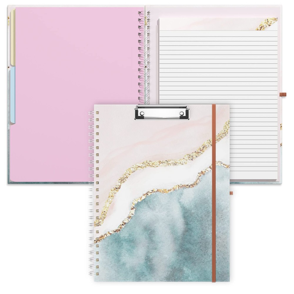 Spiral Clipboard Folio with Refillable Lined Notepad, 14.5 x 9.8 In, Hardcove…