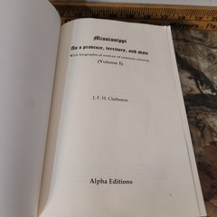 Mississippi, As a Province, Territory, and State Vol 1 J.F.H. Claiborne Paper