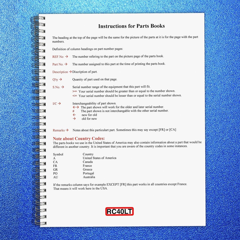 KUBOTA RC40LT Parts Manual – ROBUST WIRE-LOCK BOUND – PROTECTIVE COVERS