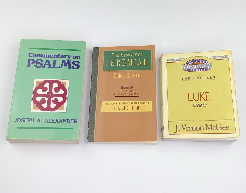 Through the Bible Commentary Luke, Psalms The Message Of Jeremiah Book Lot Of 3