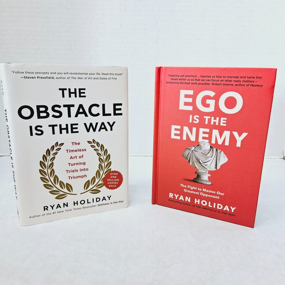 Lot of 2 Ryan Holiday Obstacle Is the Way Ego Is the Enemy Hardcover Like NEW