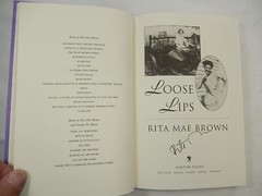 Loose Lips by Rita Mae Brown, 1999, 1st Edition, 1st Printing, SIGNED, NICE
