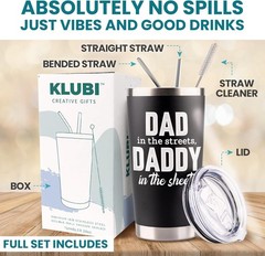 20oz Insulated Stainless Steel Tumbler – Dad in the Streets, Daddy in the Sheets