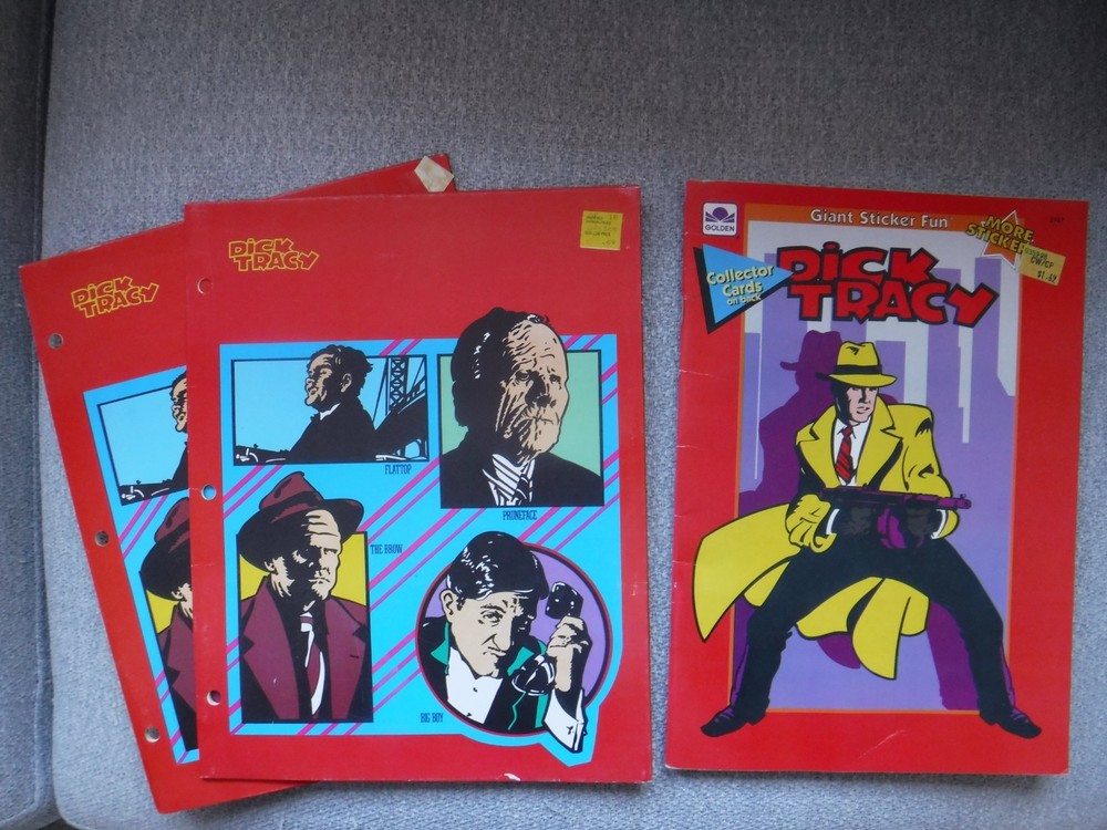 Dick Tracy Lot Giant Sticker Fun Coloring Book + 2 Folders 1990 Golden Vintage
