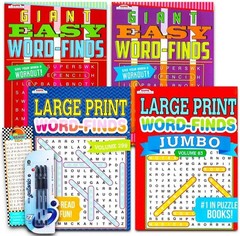 4 Pack of Large Print Word Find Puzzles – Perfect for Seniors and Adults