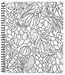 Adult Coloring Book with Cacti Butterflies Flowers and Mandalas for Relaxation