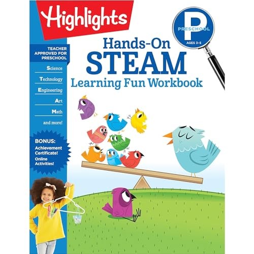 Kindergarten Hands-On STEAM Learning Fun Workbook (Highlights Learni – VERY GOOD