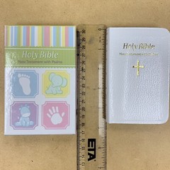 Childrens Pocket New Testament Psalms White Bonded Leather Dedication Gift Bible
