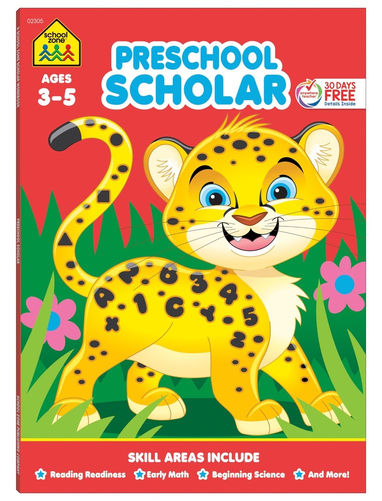 School Zone Preschool Scholar Workbook: 64 Pages, Pre-K, Kindergarten, Begin…