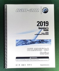 2019 Can-Am Outlander 450 6X6 Owner’s Manual: 172 Pages & Protective Covers!