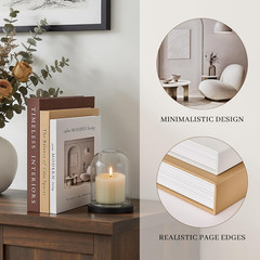 Beautiful Decorative Books, Set of 3 Stackable Fake Books for Coffee Table, Shel