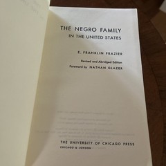The Negro Family in the United States E. Franklin Frazier 1966 VG