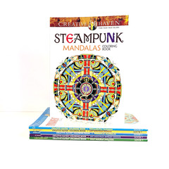 Steampunk Whimsical Mandalas Mix Lot of 6 Adult Coloring Books by Creative Haven