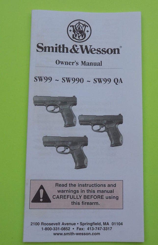 SMITH & WESSON SW99, SW990 & SW99 QA PISTOL INSTRUCTION MANUAL, 31 PAGES OF INFO