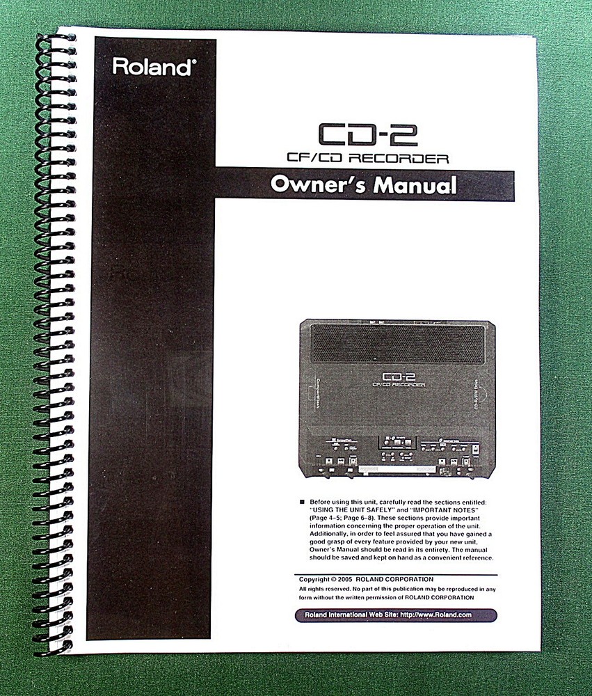 Roland CD-2 Owner’s Instruction Manual: 96 Pages & Protective Covers!