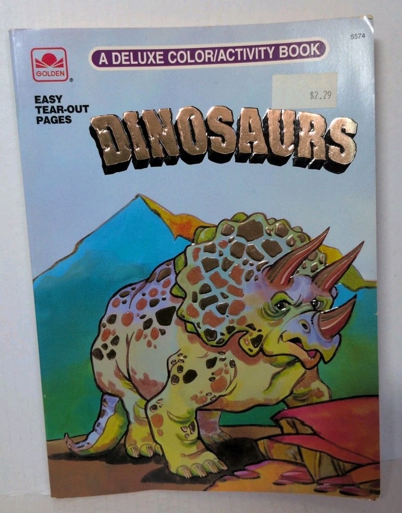 Vintage 1994 Dinosaurs Deluxe Coloring Activity Golden Book Unused Triceratops