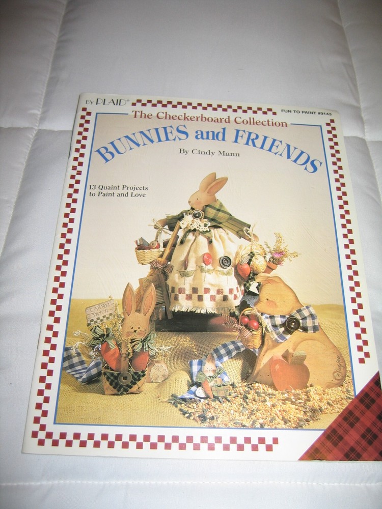 Bunnies and Friends Cindy Mann #9143 Plaid Tole Books Checkerboard Collection