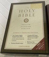 ESV COMPACT THINLINE EDITION. PREMIUM BONDED LEATHER. SLIDE TAB. NEW IN BOX.