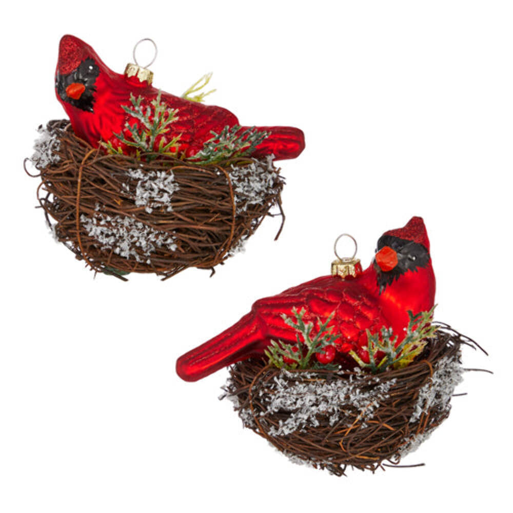 Cardinal in Nest Ornament 4.5″ Set of 2