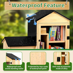 Outdoor Library Book Box – Solid Wood, Waterproof, Adjustable Compartments