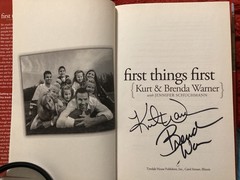 FIRST THINGS FIRST HC/DJ SIGNED BY KURT(HOF) & BRENDA WARNER,EXC/ FREE POSTAGE!!