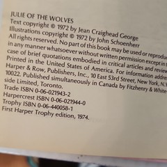 Julie of the Wolves by Jean Craighead George Hardcover Harper Trophy 1972 Illus