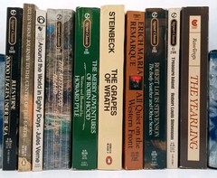 10 Classic Literature Book Lot Jules Verne Steinbeck Robert Louis Stevenson