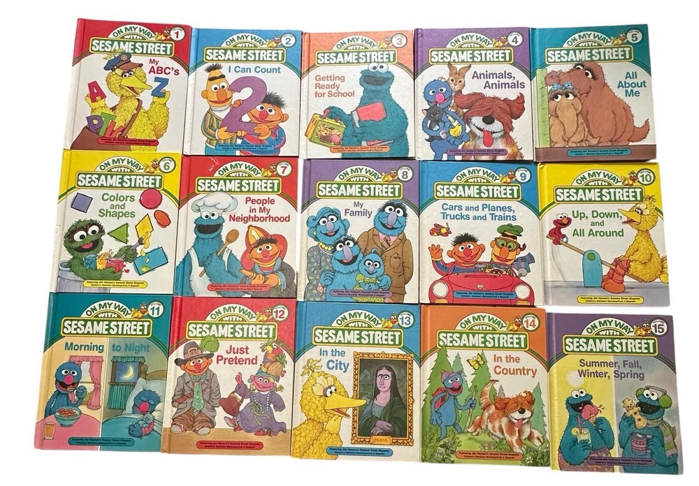 1989 On My Way With Sesame Street Books Complete Set 1-15 CTW Funk & Wagnalls