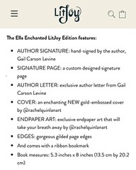 SIGNED Ella Enchanted by Gail Carson Levine LITJOY SPECIAL EDITION Gilded Edges