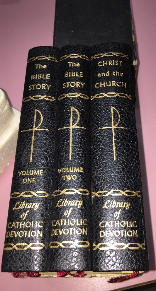 Library of Catholic Devotion 1960 Boxed Set of 3 Books Gold Covers Gilt Edges