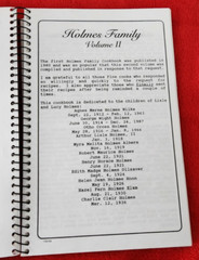 HOLMES FAMILY COOKBOOK LOUP COUNTY, NEBRASKA Recipes, Sprial 1994 Morris Press